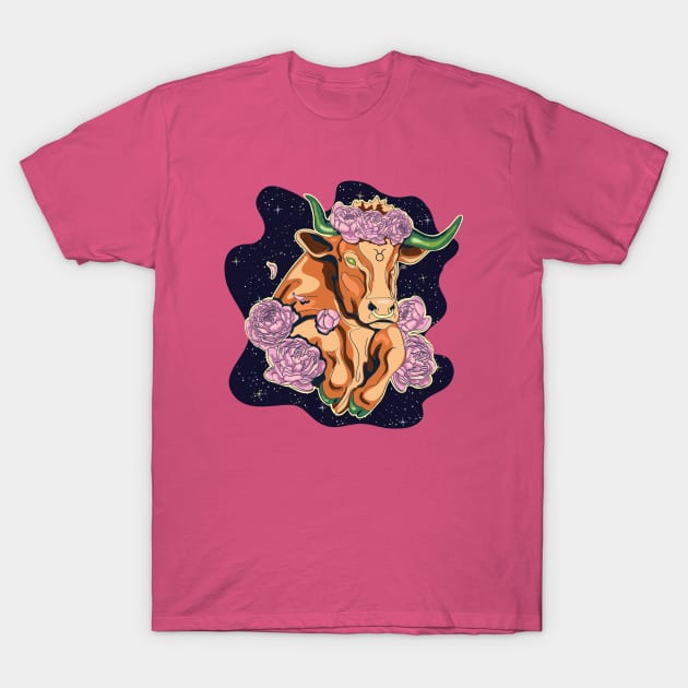 Cosmic Taurus T-Shirt by KMogenArt